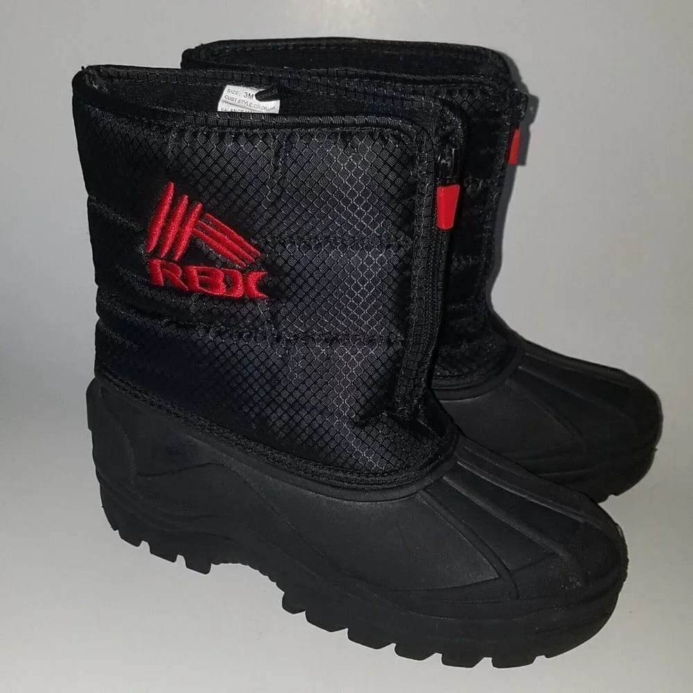 RBX Black Red Snow Boots Winter Rain Child Youth 3M NO LINERS AS IS